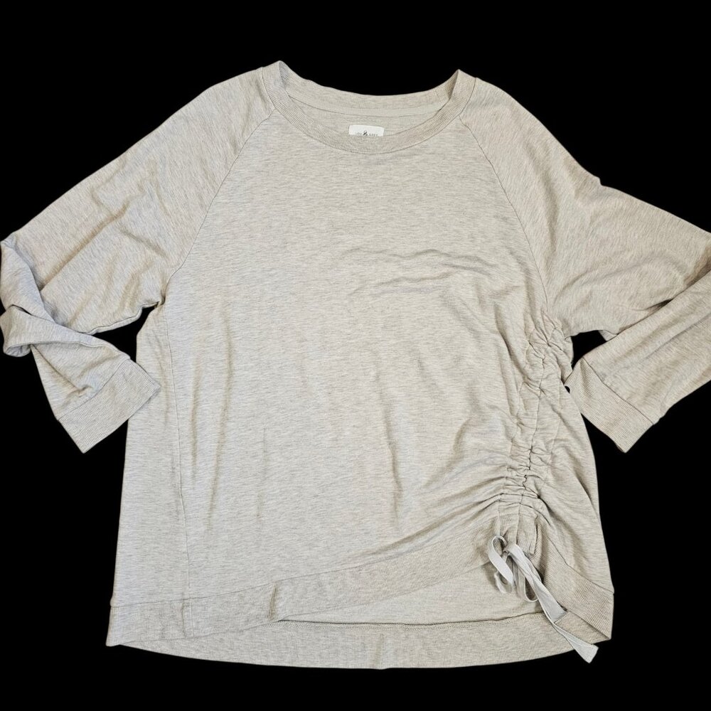 Lou & Gray Signaturesoft Cream Sweatshirt Size XXL Side Cinch Beige Cozy Casual